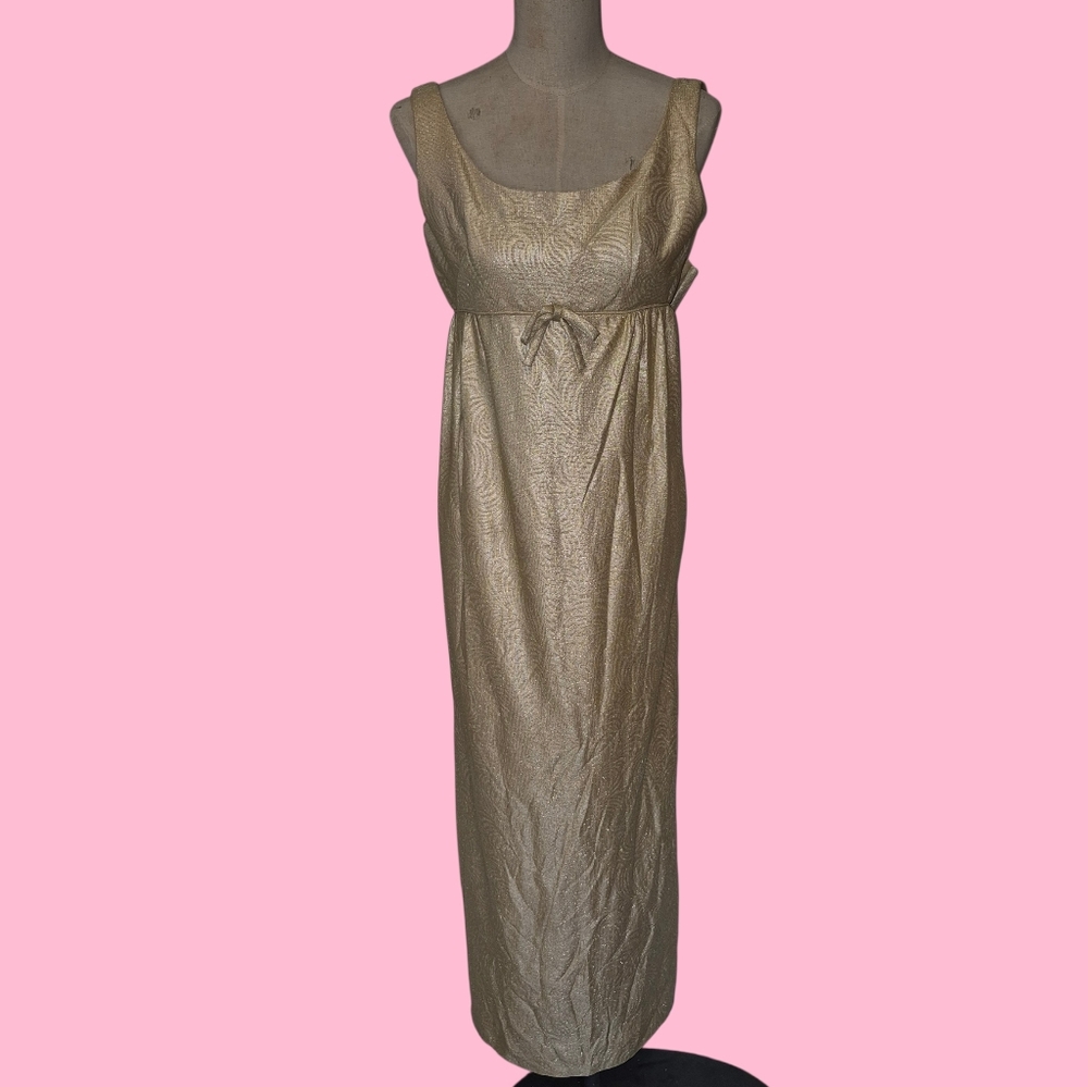 Amazing Vintage Gold Sleeveless Dress Junior Petite 9